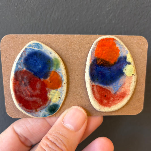 Oversized Porcelain Stud Earrings - #4