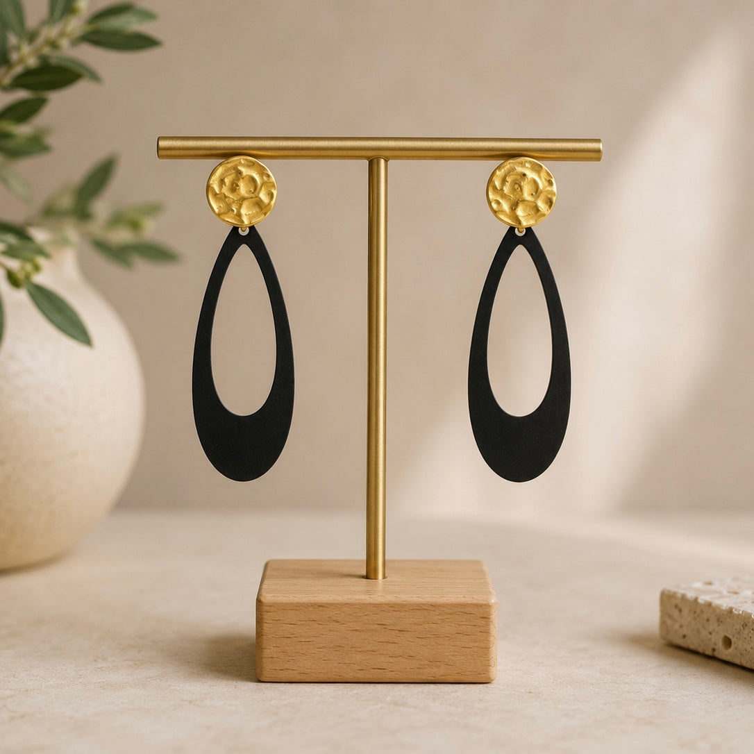 Brass/Oxidized Brass Earrings - #4