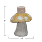 Hand Painted Stoneware Candle Holder - Mushroom