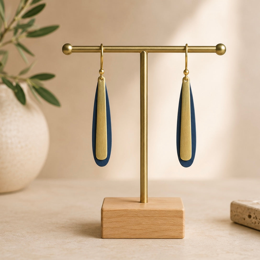 Brass/Oxidized Brass Earrings - #6