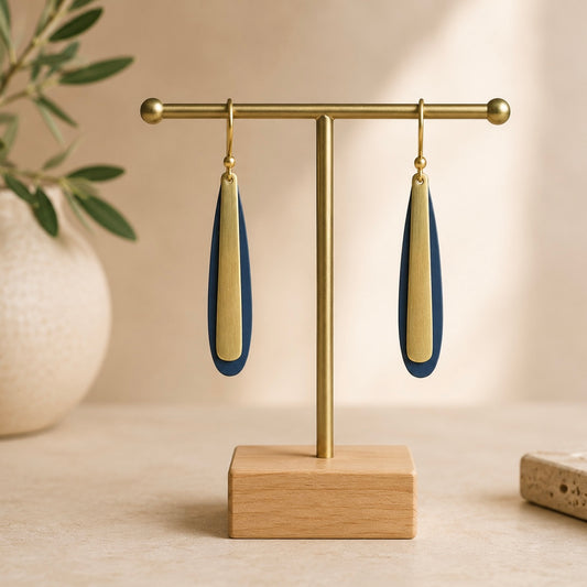 Brass/Oxidized Brass Earrings - #6
