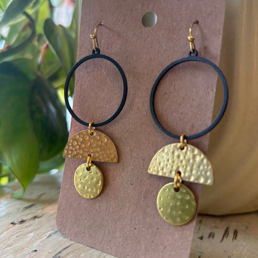 Brass/Oxidized Brass Earrings #18
