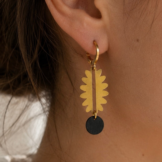 Brass/Oxidized Brass Earrings #13