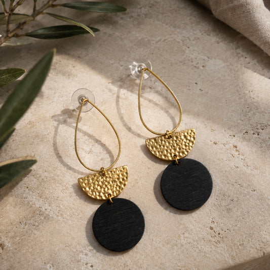 Brass/Oxidized Brass Earrings - #7