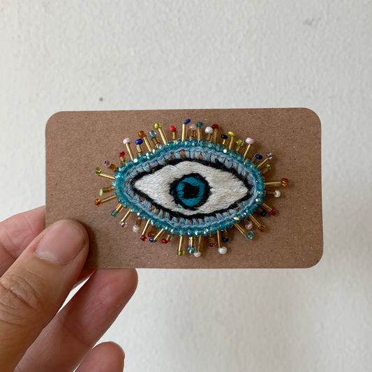 Embroidered/Beaded Brooch - Eye #2