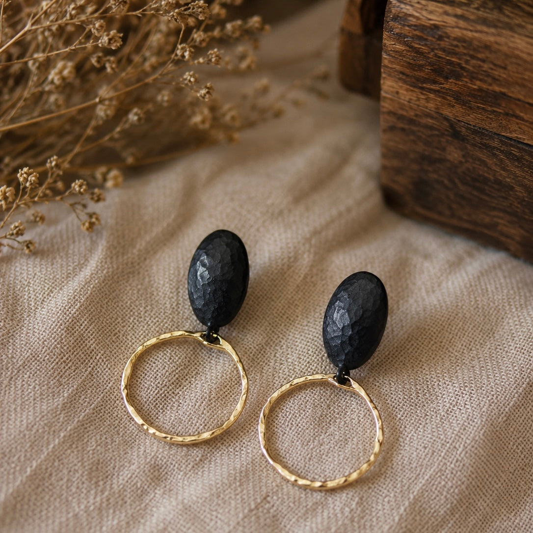 Brass/Oxidized Brass Earrings #16