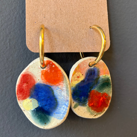 Oversized Porcelain Hoop Earrings - #6