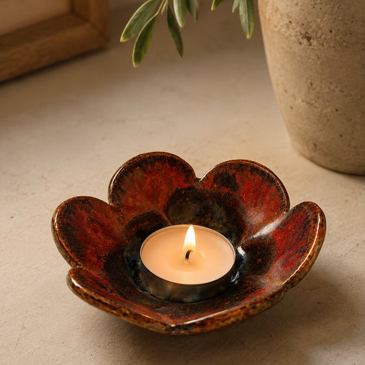Floral Tealight/Trinket Dish  - Lava
