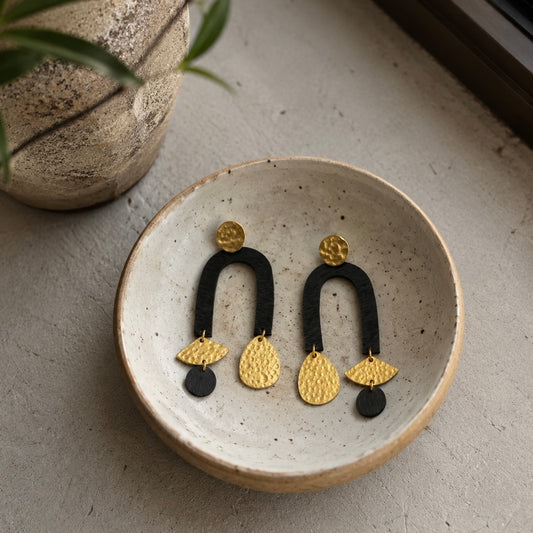 Brass/Oxidized Brass Earrings #12