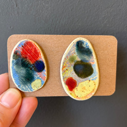 Oversized Porcelain Stud Earrings - #3