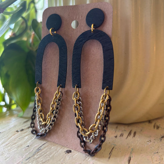 Brass/Oxidized Brass Earrings #19