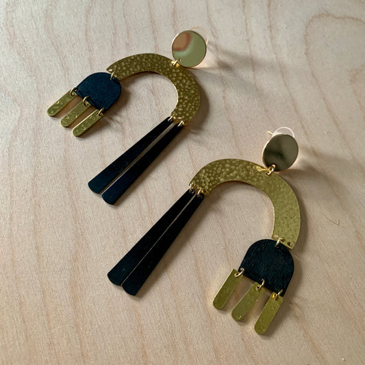 Brass/Oxidized Brass Earrings - #6