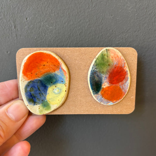Oversized Porcelain Stud Earrings - #2