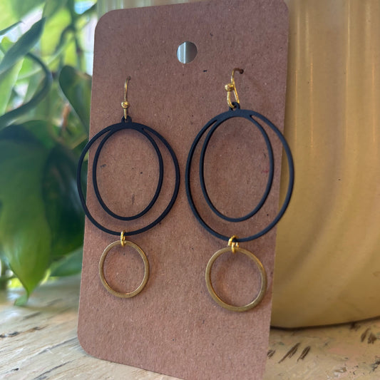 Brass/Oxidized Brass Earrings #17