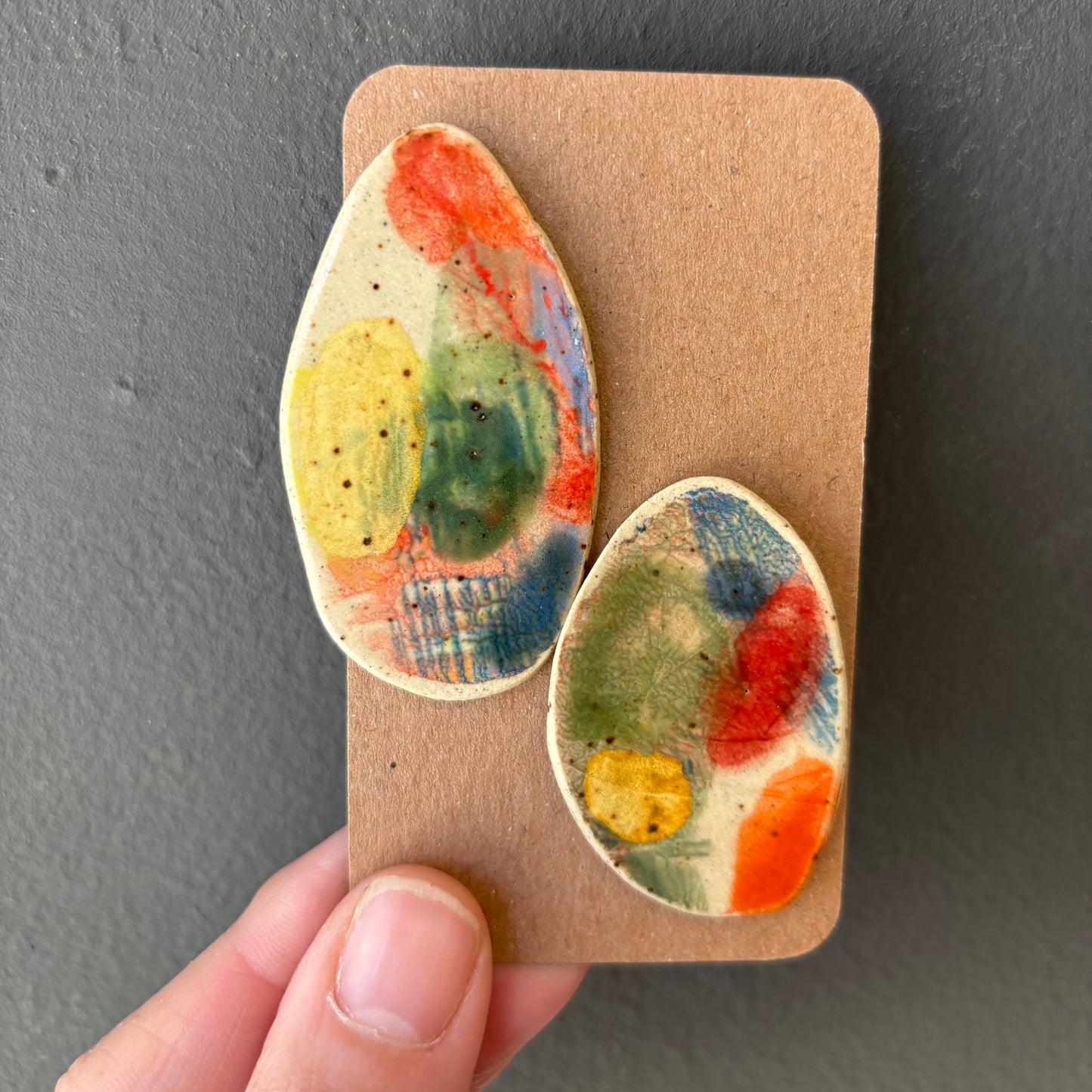Oversized Porcelain Stud Earrings - #1
