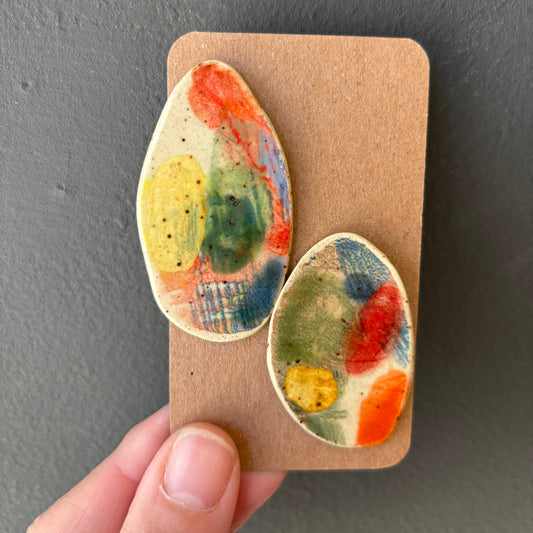 Oversized Porcelain Stud Earrings - #1