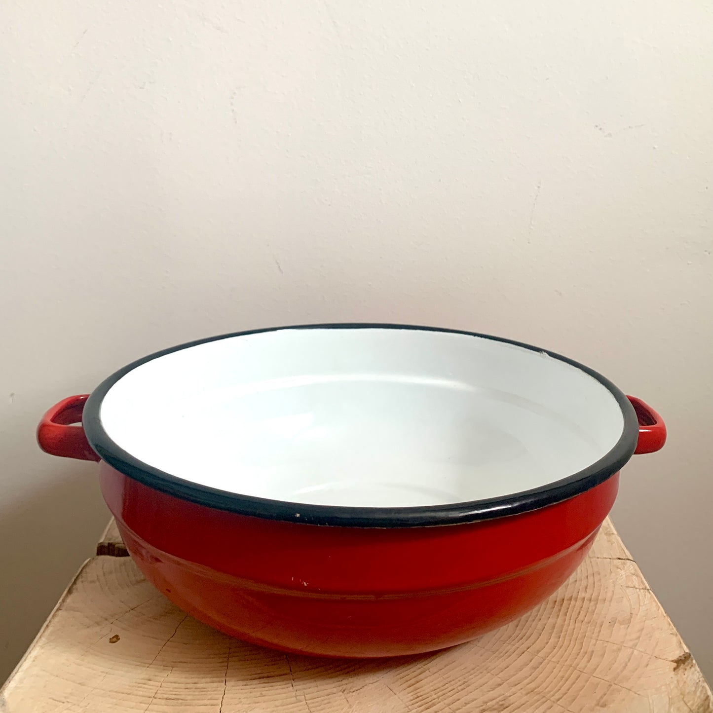 Vintage Enamel Serving Bowl with a Lid