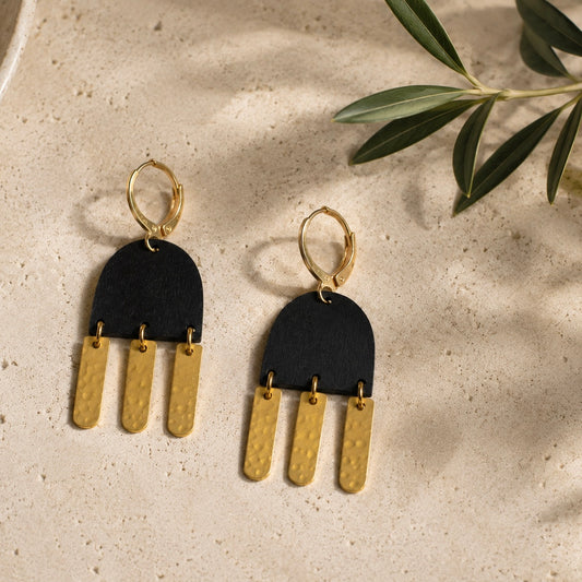 Brass/Oxidized Brass Earrings - #1