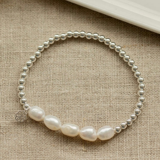 Dixie Bracelet - White Pearl/Silver