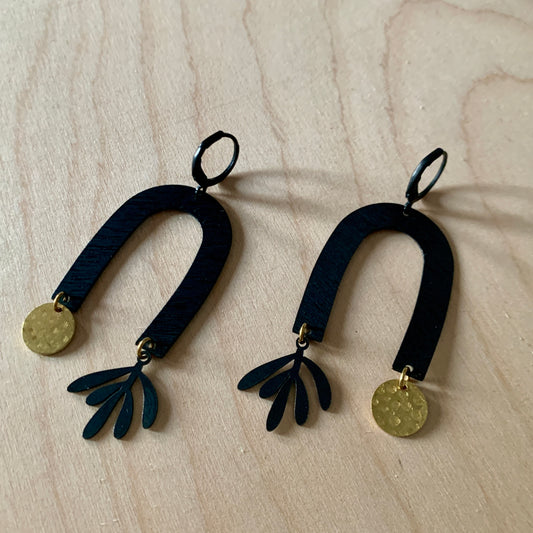 Brass/Oxidized Brass Earrings - #5