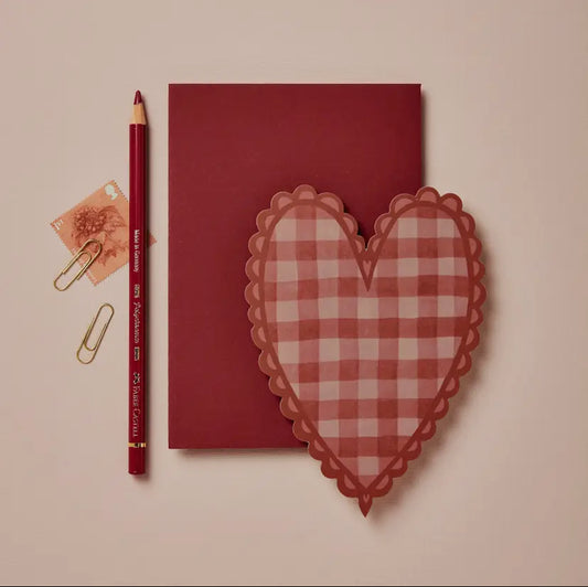 Red Gingham Heart Note Card