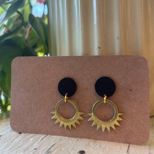 Brass/Oxidized Brass Earrings #15