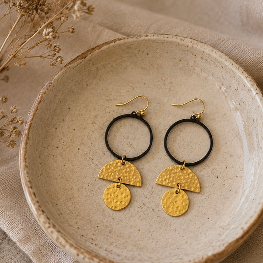 Brass/Oxidized Brass Earrings #18