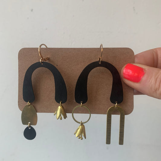 Brass/Oxidized Brass Earrings #9