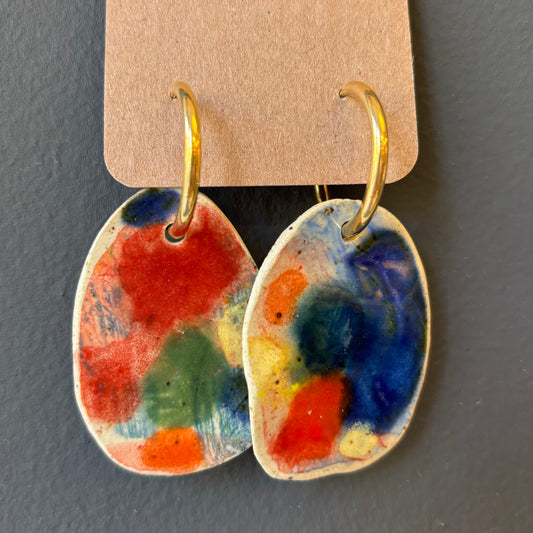 Oversized Porcelain Hoop Earrings - #8