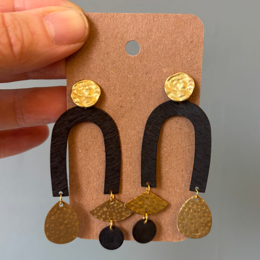 Brass/Oxidized Brass Earrings #12