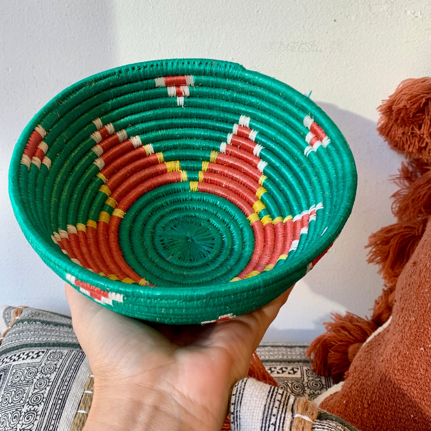 Woven African Basket- Turquoise