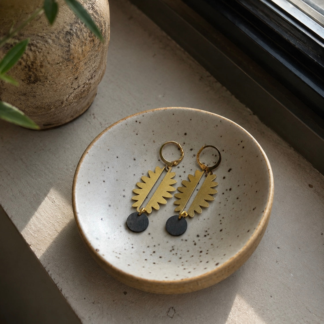 Brass/Oxidized Brass Earrings #13
