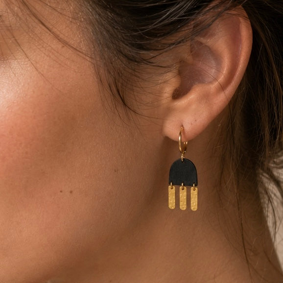 Brass/Oxidized Brass Earrings - #1