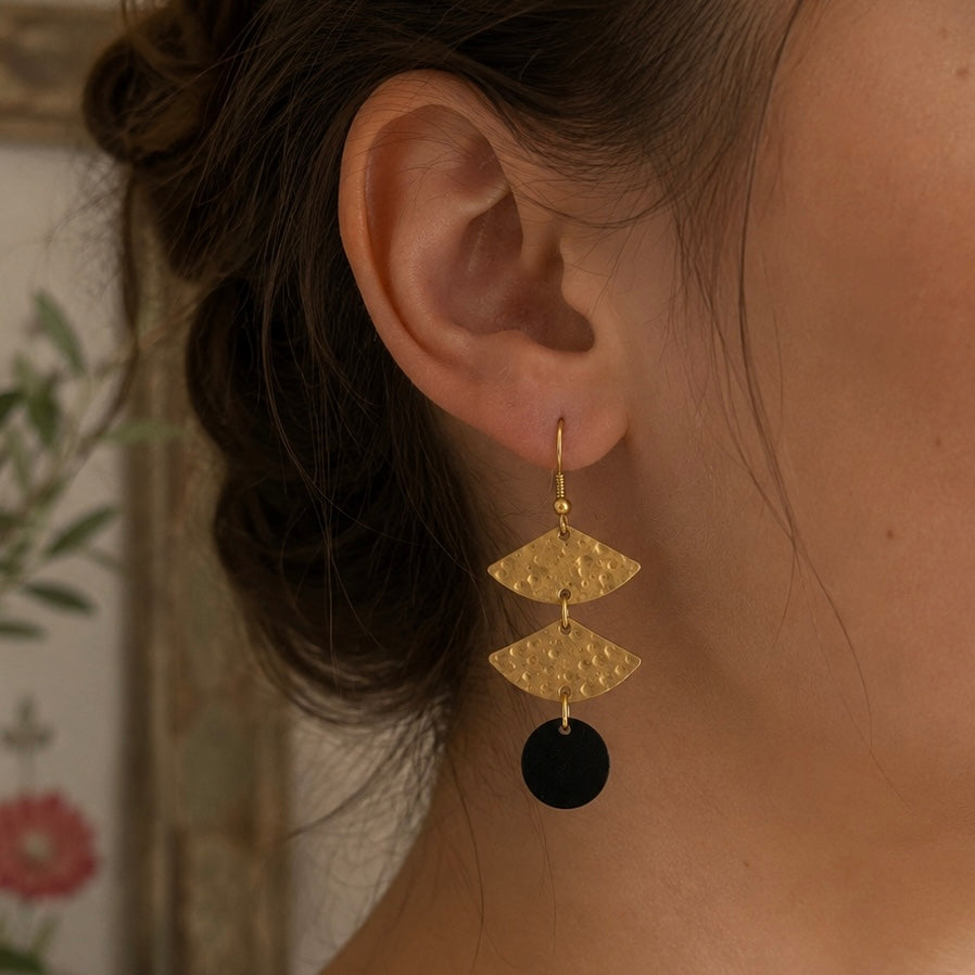 Brass/Oxidized Brass Earrings #10