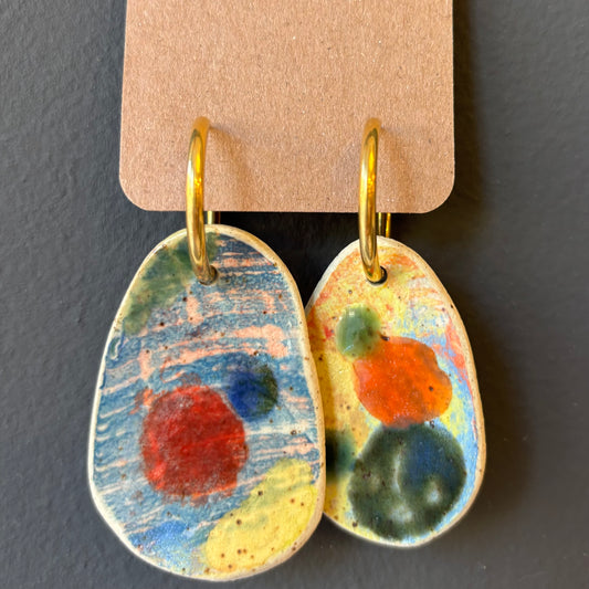 Oversized Porcelain Hoop Earrings - #7
