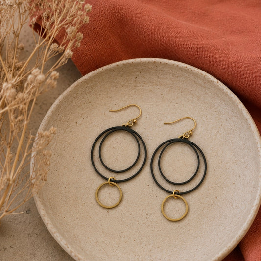 Brass/Oxidized Brass Earrings #17