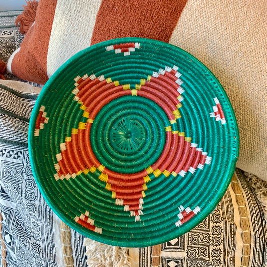 Woven African Basket- Turquoise