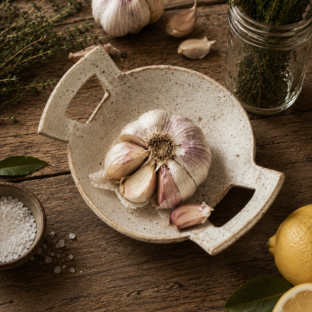 Square Handle Stoneware Bowl