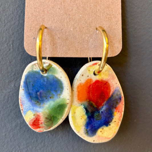 Oversized Porcelain Hoop Earrings - #10