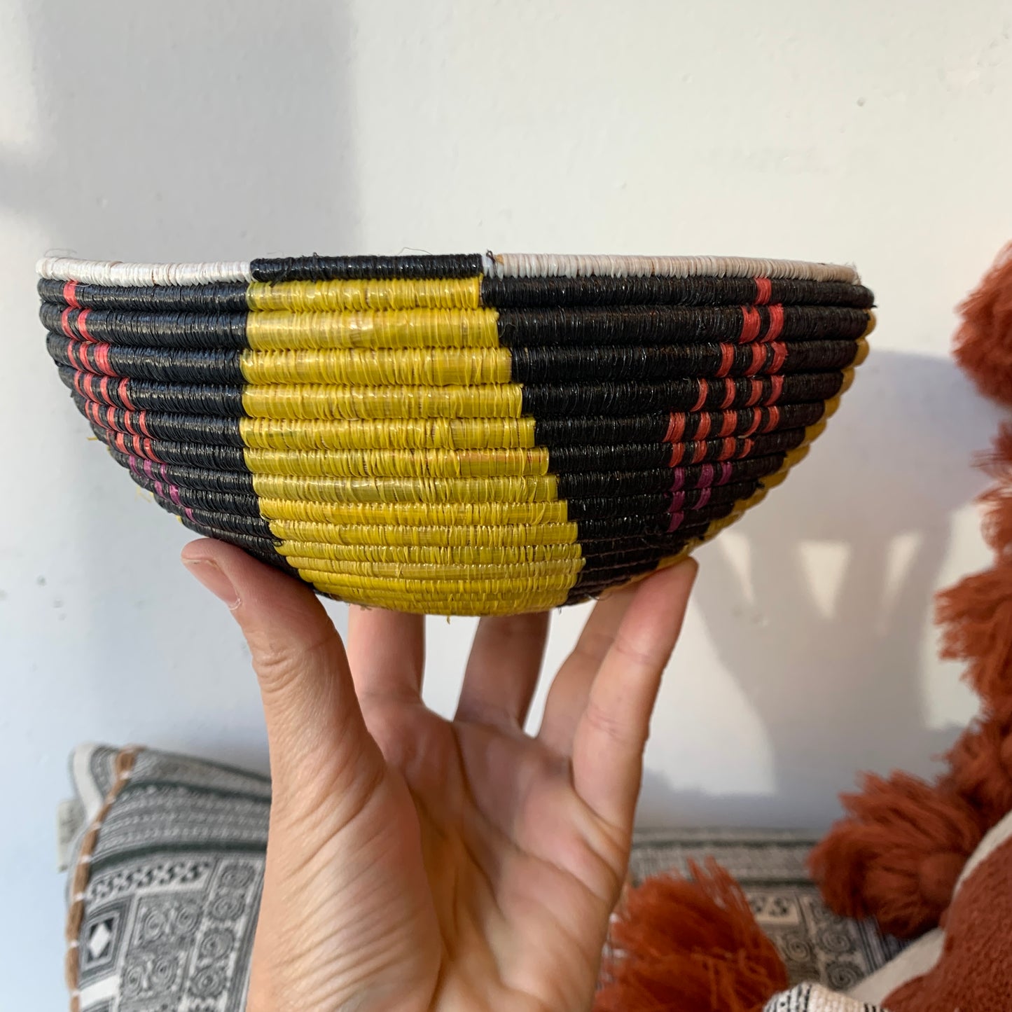 Woven African Basket- Yellow