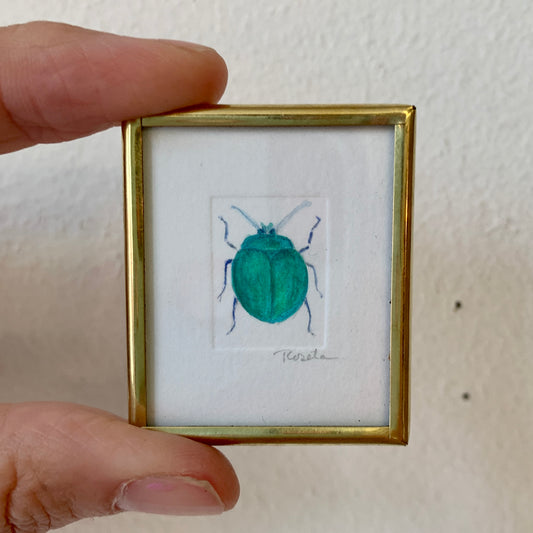 Tiny Wall Art - Turquoise Beetle