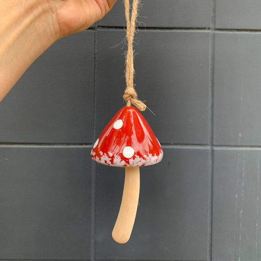 Mushroom Bell Ornament - Red