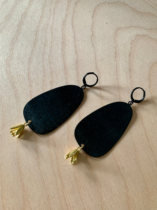 Brass/Oxidized Brass Earrings - #7