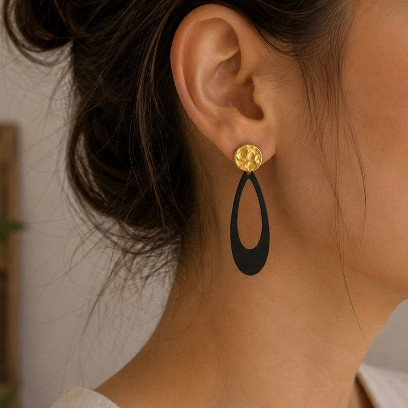 Brass/Oxidized Brass Earrings - #4