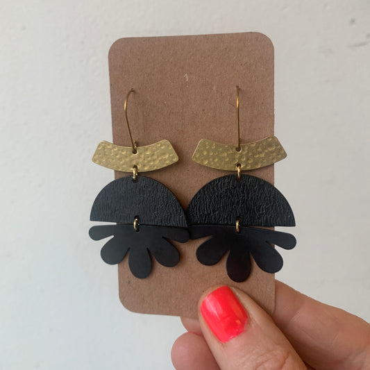 Brass/Oxidized Brass Earrings #8