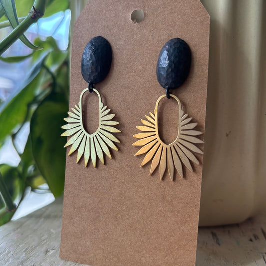 Brass/Oxidized Brass Earrings #20
