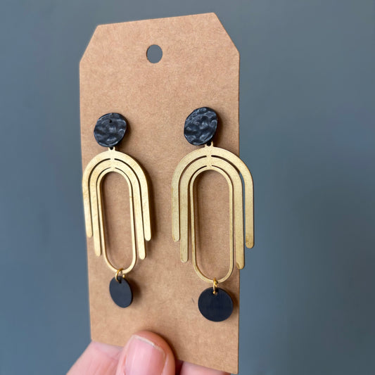 Brass/Oxidized Brass Earrings - #2
