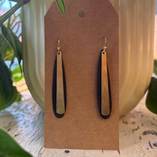 Brass/Oxidized Brass Earrings - #6