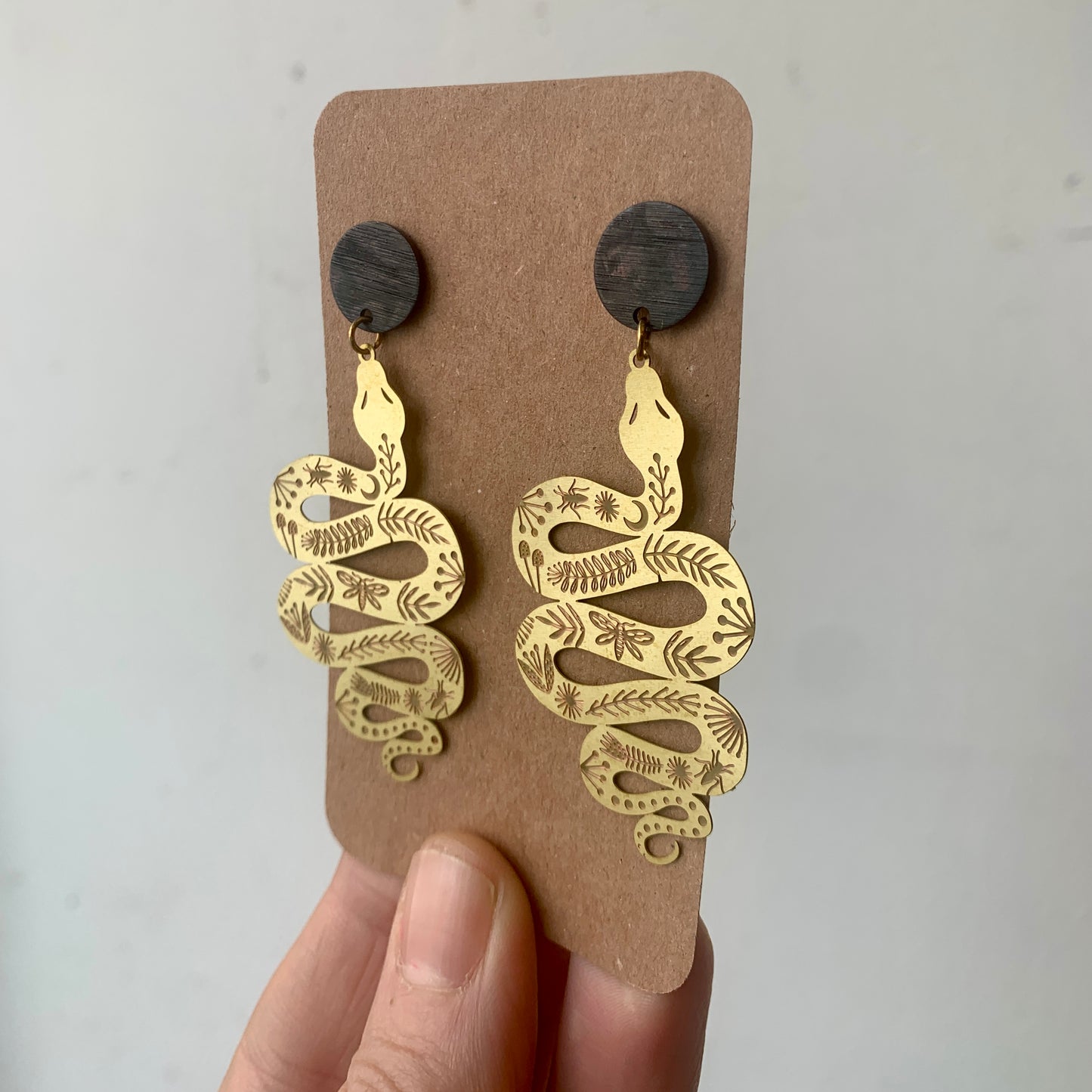 Brass/Oxidized Brass Earrings #10