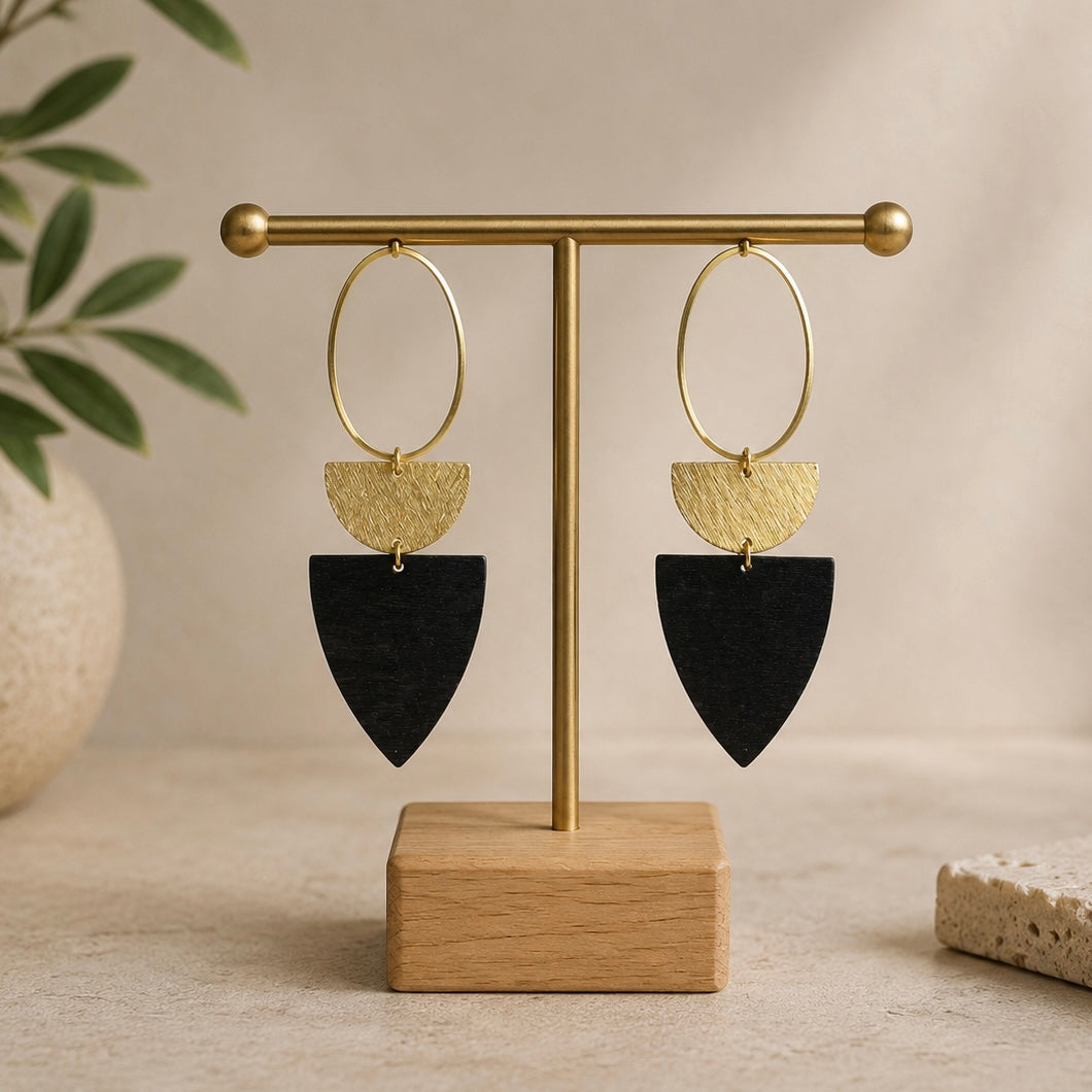 Brass/Oxidized Brass Earrings - #3